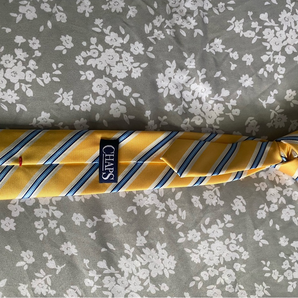 Chaps Yellow and Blue Striped Silk Tie